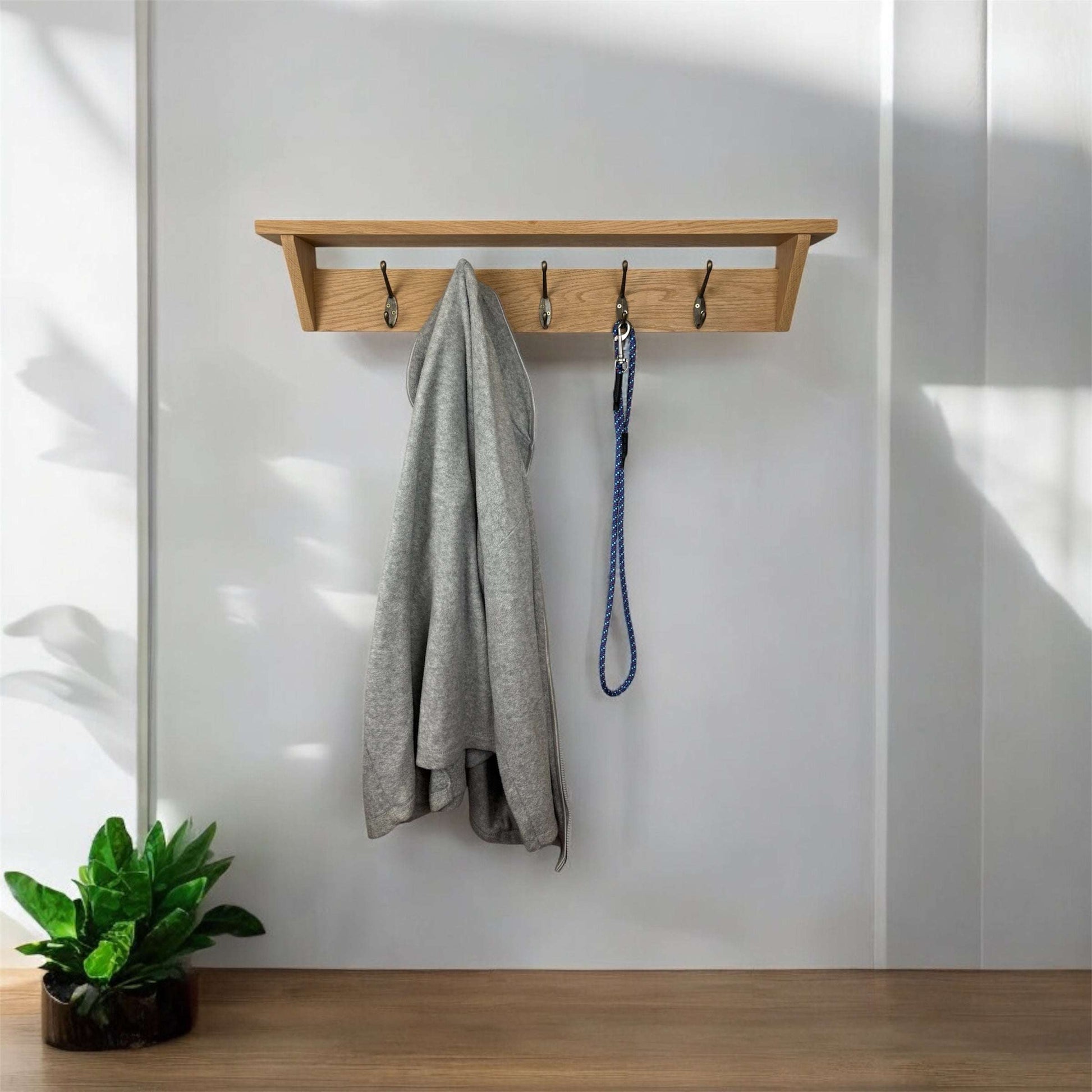 Oak Coat Hanger and Shelf