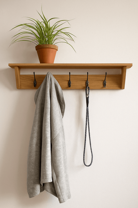 Oak Coat Hanger and Shelf